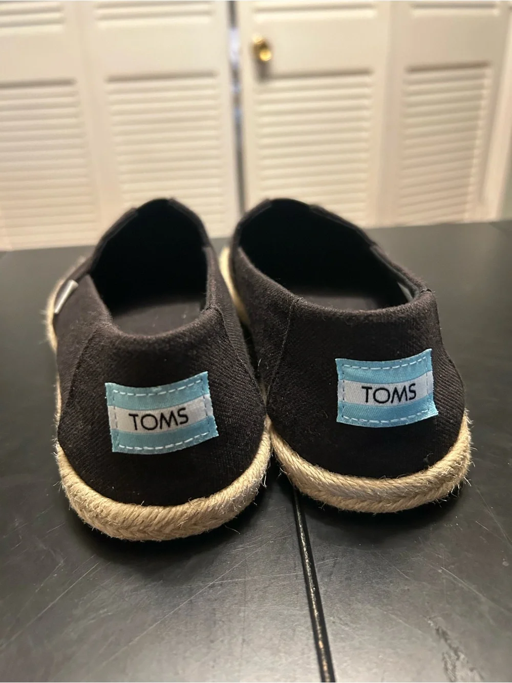 NWOT Toms Black Canvas Espadrille-Style Slip-Ons
